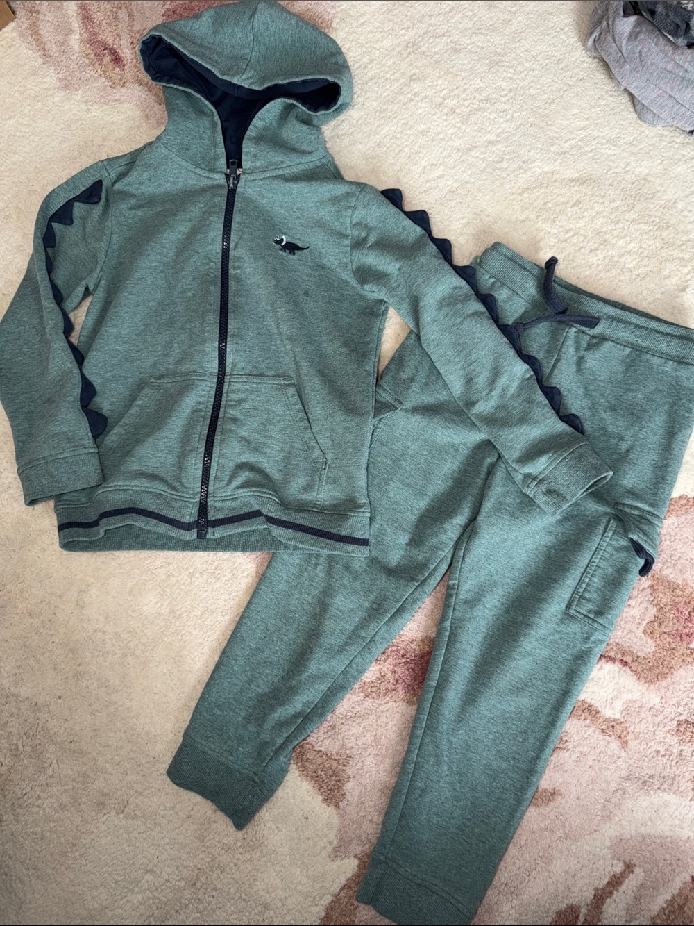 C&C California Green Dino-Trim Zip Hoodie & Joggers Set